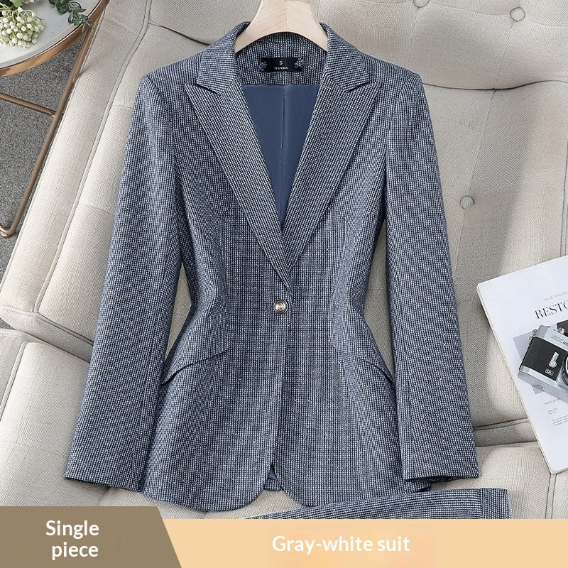 Gray, Heat-applied Rhinestone, Sophisticated And Polished Women's Blazer