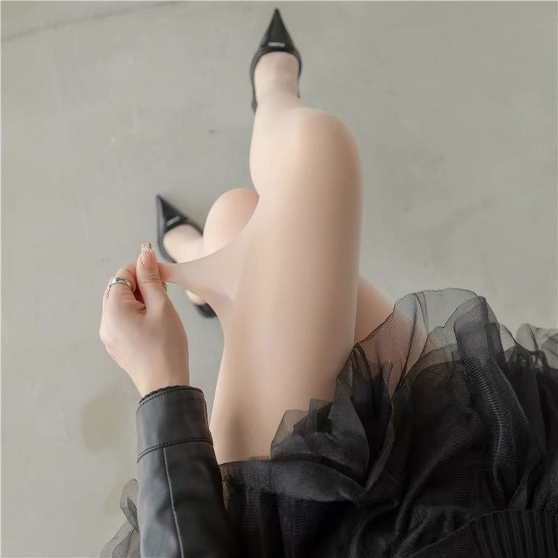 Women's Pure Pure Color Cored Silk Ultra-thin Transparent Stockings