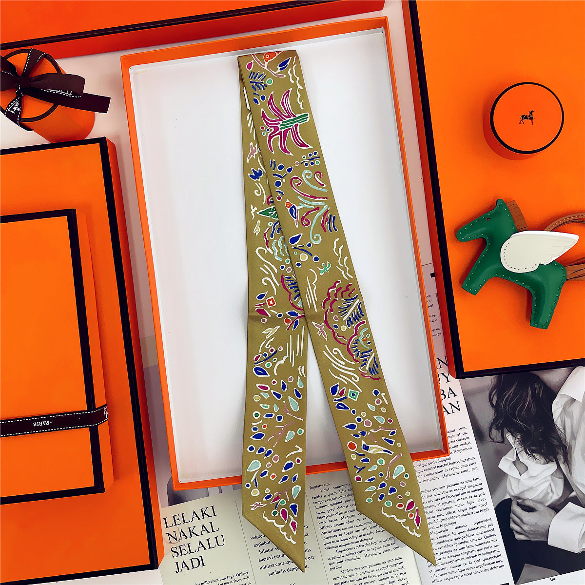Thin Narrow Ribbon Strip With Floating Ends