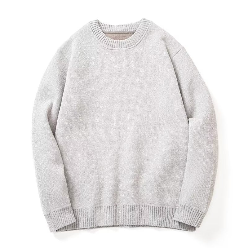 Retro Simple Solid Color Round Neck Sweater Casual All-match Sweater