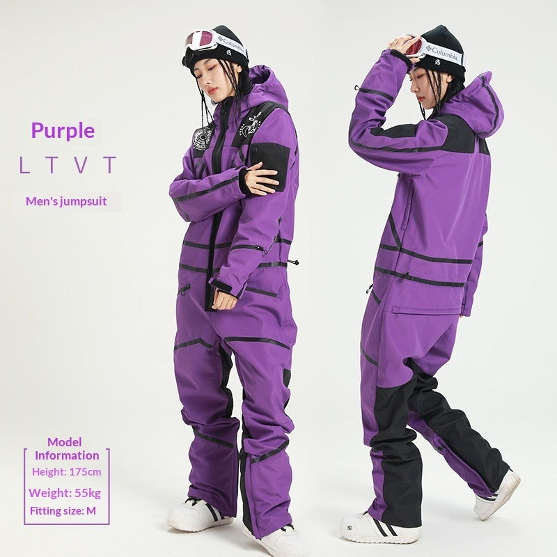 Single-board One-piece Ski Suit For Winterwindproof And Waterproof