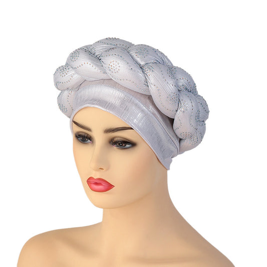 Beauty Strip Hot Drill Thick Braid Hat