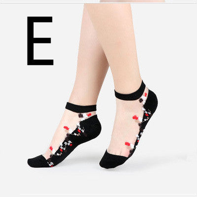 Short Transparent Non-slip Wear-resistant Invisible Cotton Bottom Crystal Boat Socks