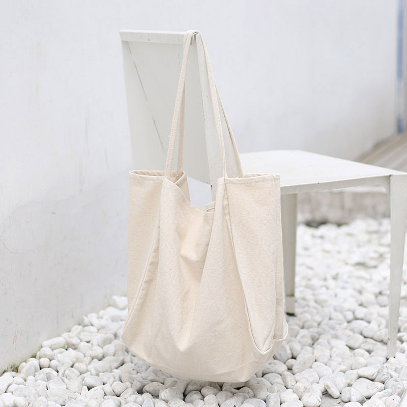 Mori Artistic Canvas Shoulder Bag Casual Retro Solid Color Tote