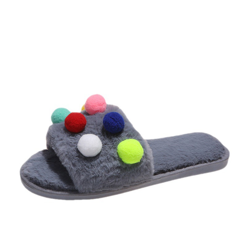Home Women's Polka Dot Platform Plush Slippers