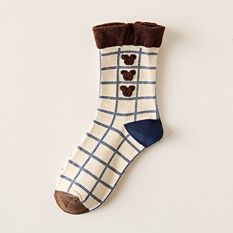 The New Cartoon Bear In The Tube Socks Women's Lace College Style