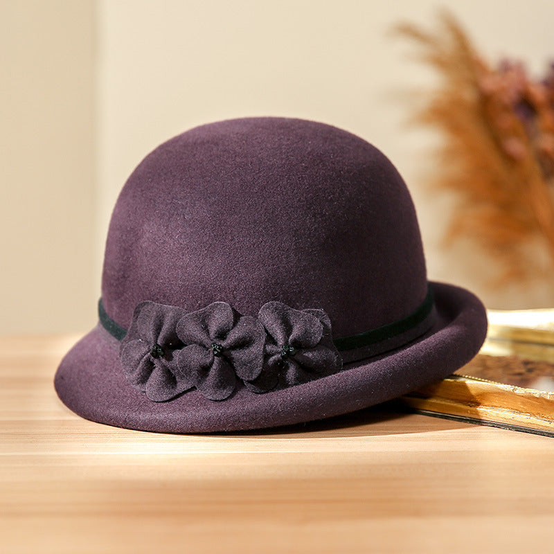 Women's All-match Woolen Elegant Flowers Beret