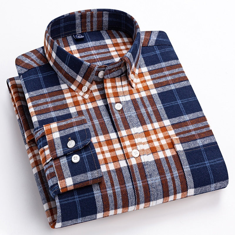 Cotton Plaid Long-sleeve Shirt For Layering Or Wearing On Its Own