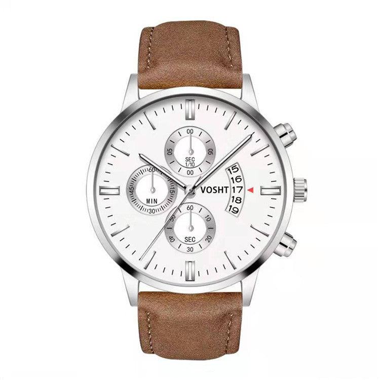 Men's Business Watch Three-eye six-point scale with calendar watch