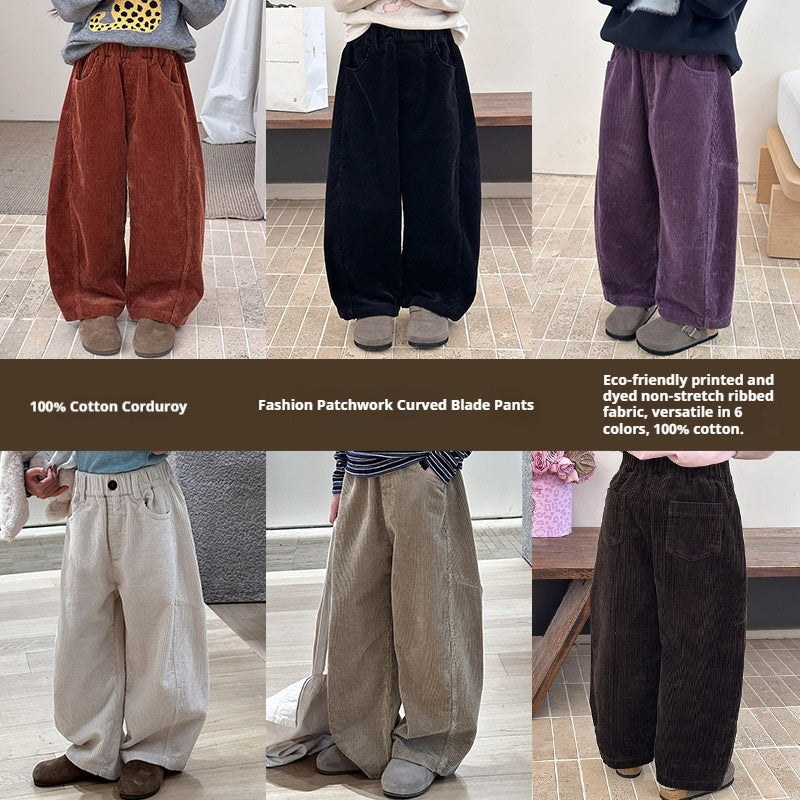 Emobeibei Kids Loose CasualAll-Cotton Pants