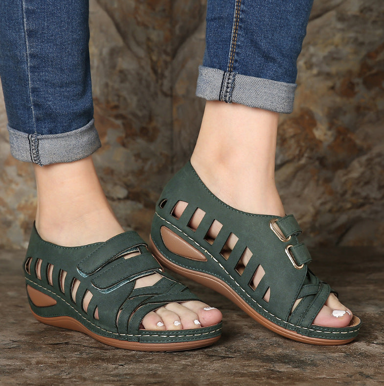 Large Size Fish Mouth Sandals Women's Hollow Sponge Cake Sole