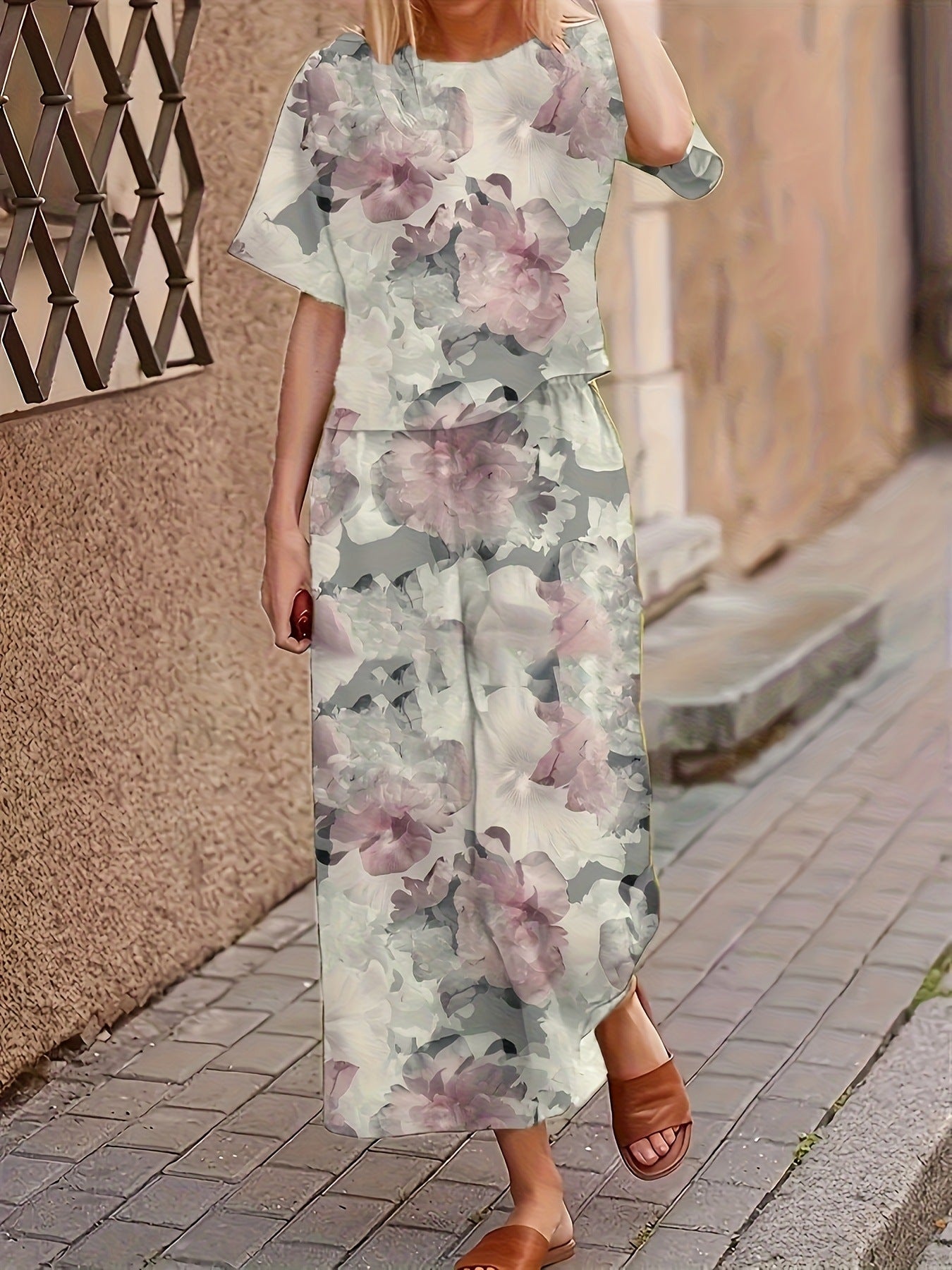 Casual Fashionable Loose-fitting Short-sleeve Crew-neck T-shirt And Pants Set