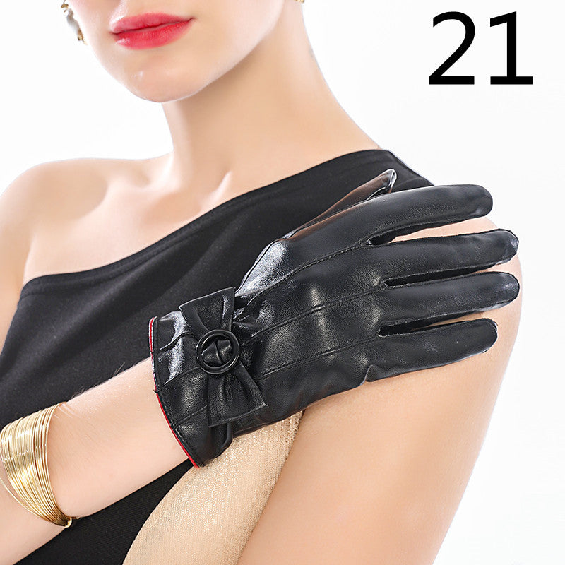 Men's Winter Riding Plus Velvet Thick Windproof Leather Gloves
