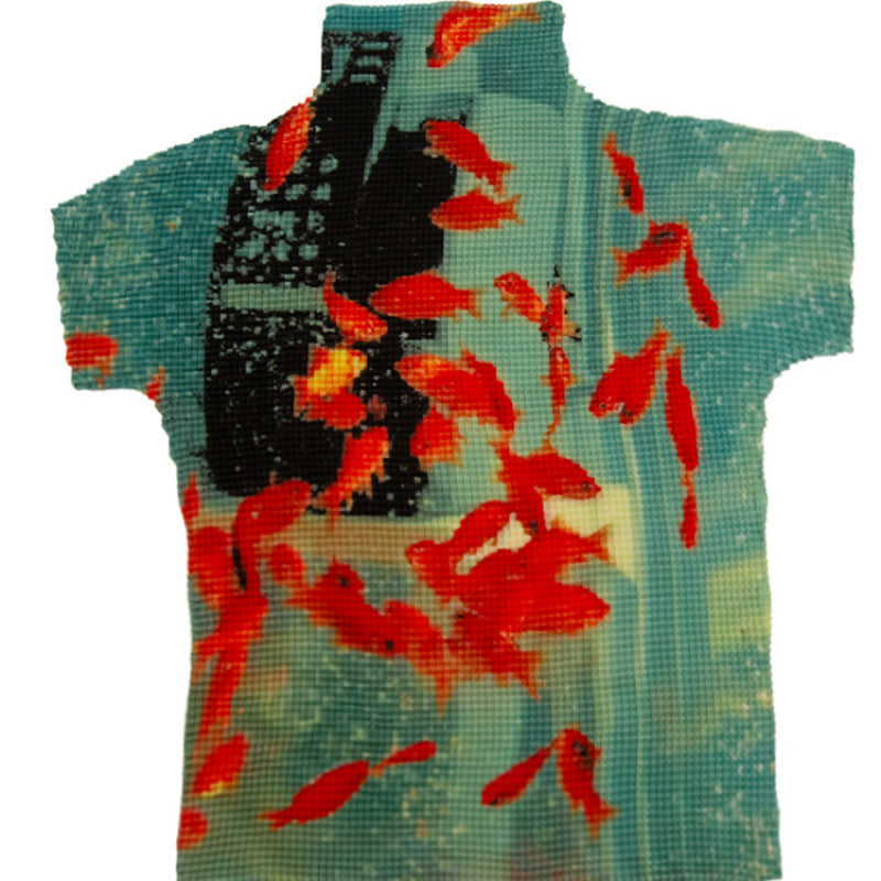 Pleated Goldfish Stretch Sweater Summer Dopamine New