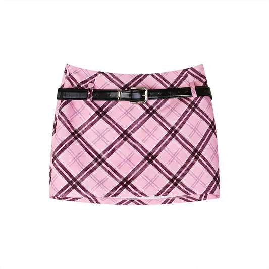 Women's Grid Slim High Waist Skirt