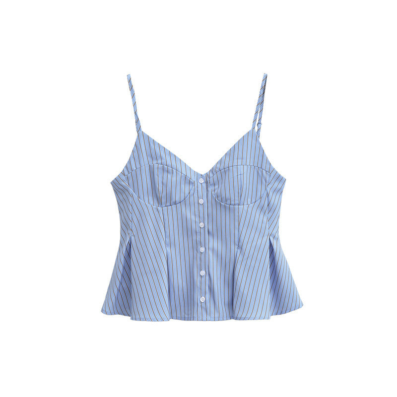 Small Pleated Poplin Sleeveless Camisole Top