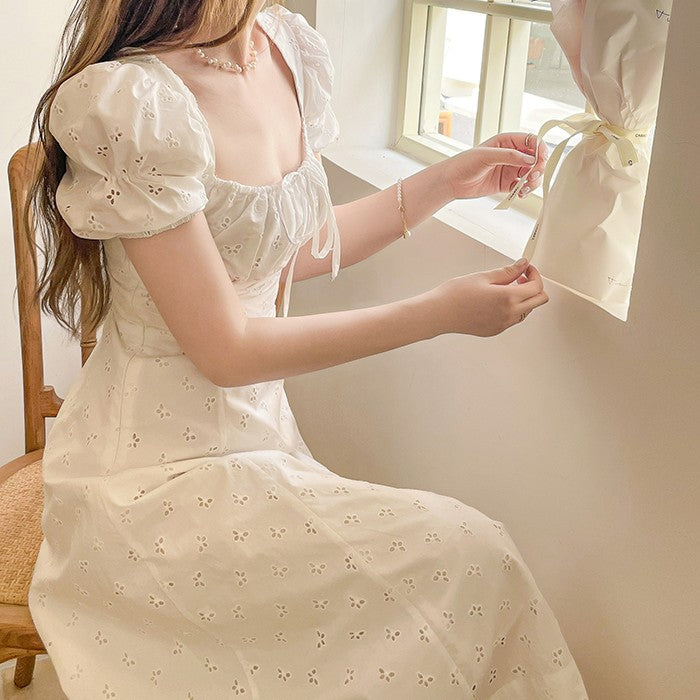 Cotton Embroidered Hainan Vacation Style Dress
