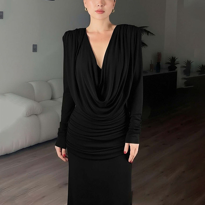 Elegant Work-appropriate Solid-color V-neck Dress