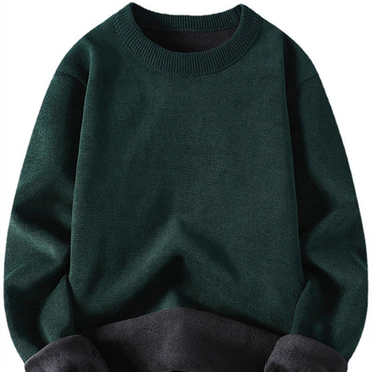 Plush Men's Round Neck Simple Solid Color Sweater