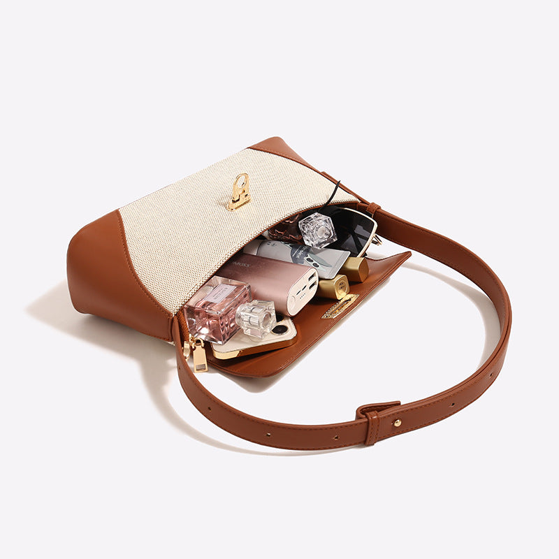 Contrast Color New One Shoulder Fashionable All-match Women Bag