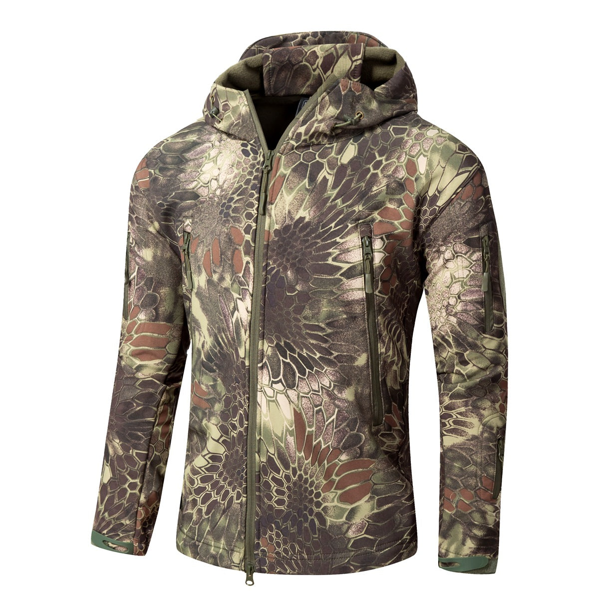 Large-size Softshell Fleece Outdoor Jacket Warm Camouflage For Winter