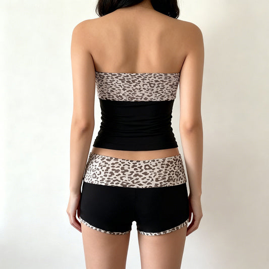 Women's Casual Tube Top And Shorts Set