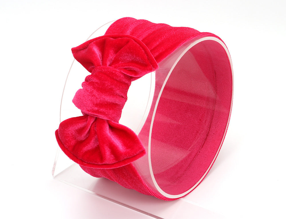Baby Lace-up Gold Velvet Fat Bow Hair Band