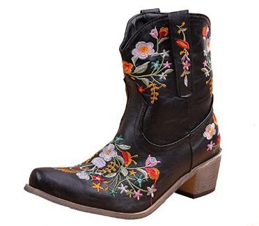 Embroidered Pointed Toe Women's Low Boots