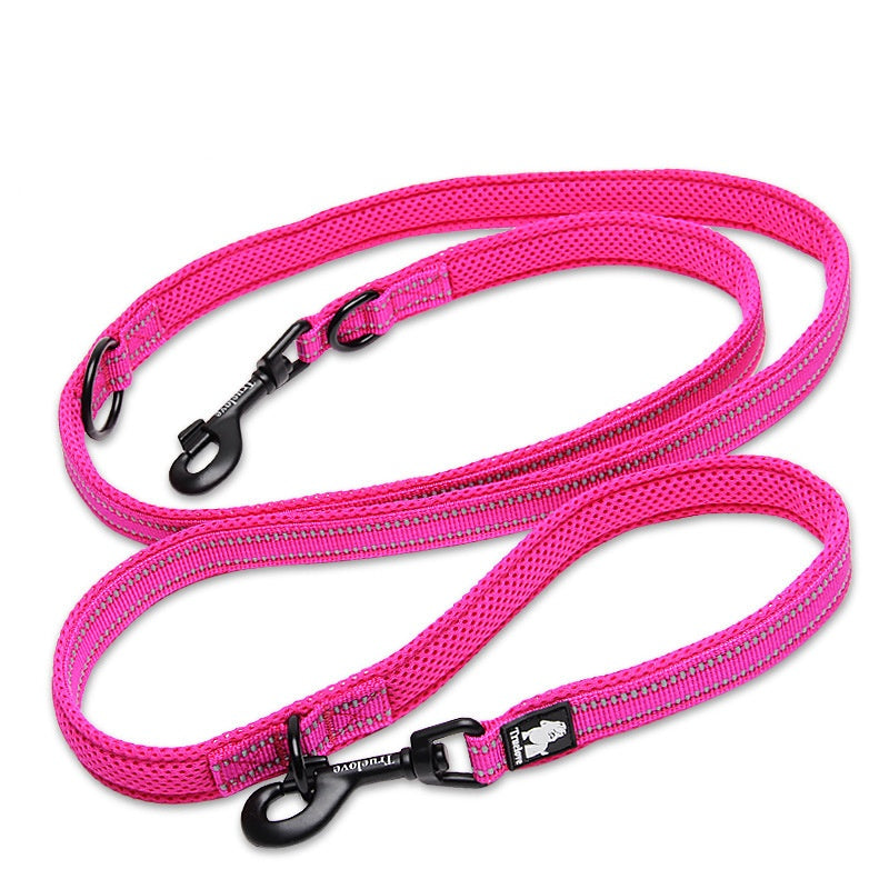Pet Dog Multi-functional Hand Holding Rope Double-headed Outdoor Chain Crossbody Polyester Reflective