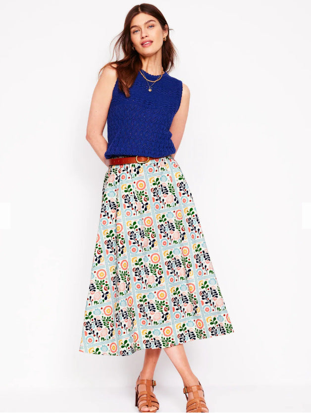 Womens Stylish Printed Pocket Skirt