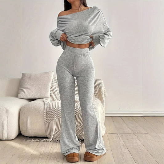 Slanted Shoulder Sporty Casual Fashion Two-piece Design