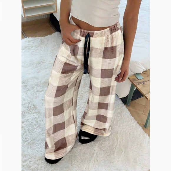 New Casual Leopard Print Lace-up Wide-leg Pants