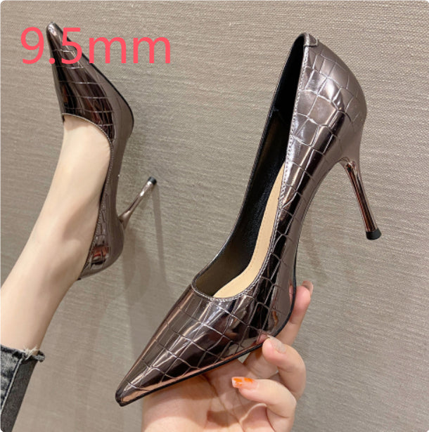 Patent Leather High Heels French Pointed Toe