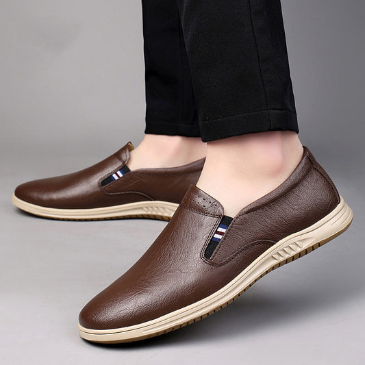 Afslappede lave slip-on-sko i tolags okselæder til mænd