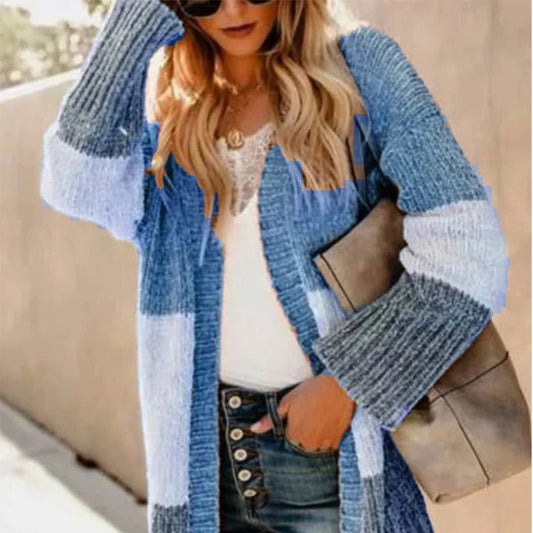 Women's Autumn And Winter Warm Contrast Color Knitted Sweater