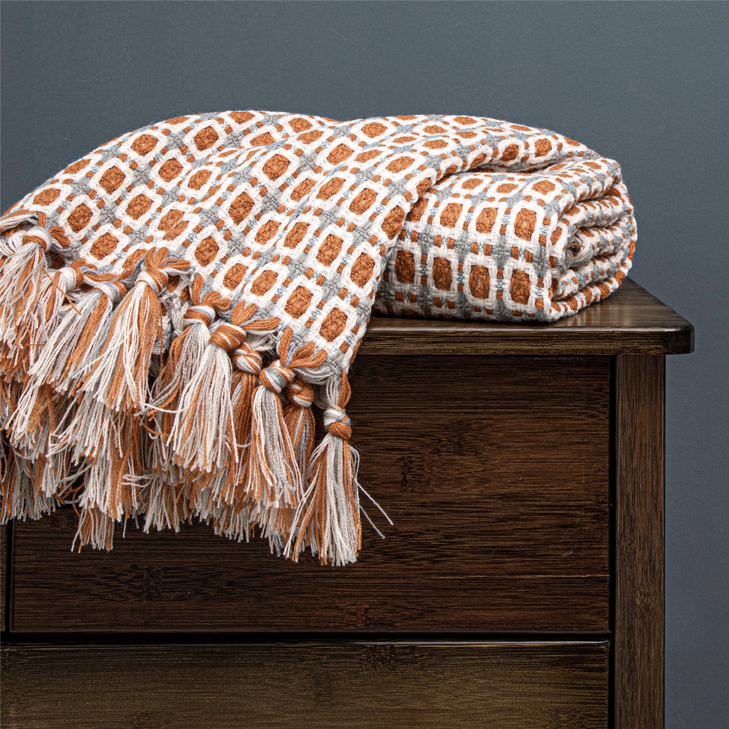 Nordic Pure Color Travel Nap Knitted Sofa Blanket Tassel