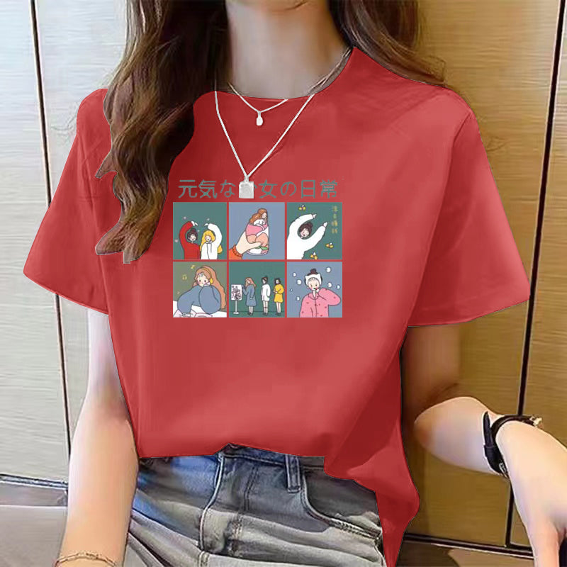 Women's Cute Bear Plus Size Cotton Short Sleeve T-shirt