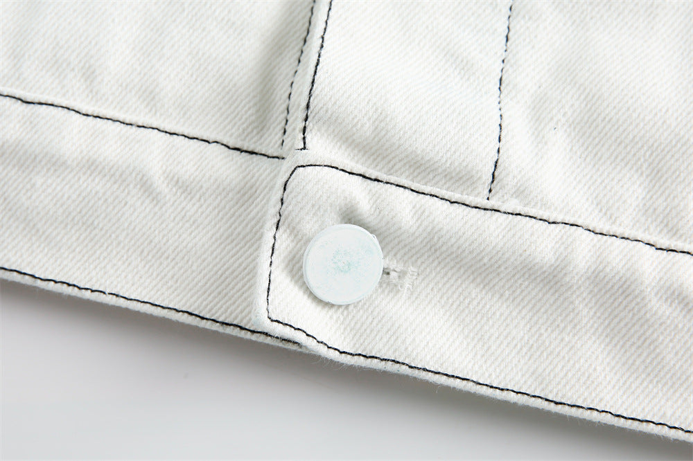 Fashionable Splash-ink Gradient Denim Coat