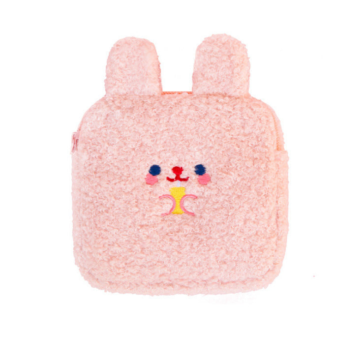 Large-capacity Sanitary Napkin Bag Plush Embroidery Menstrual Bag