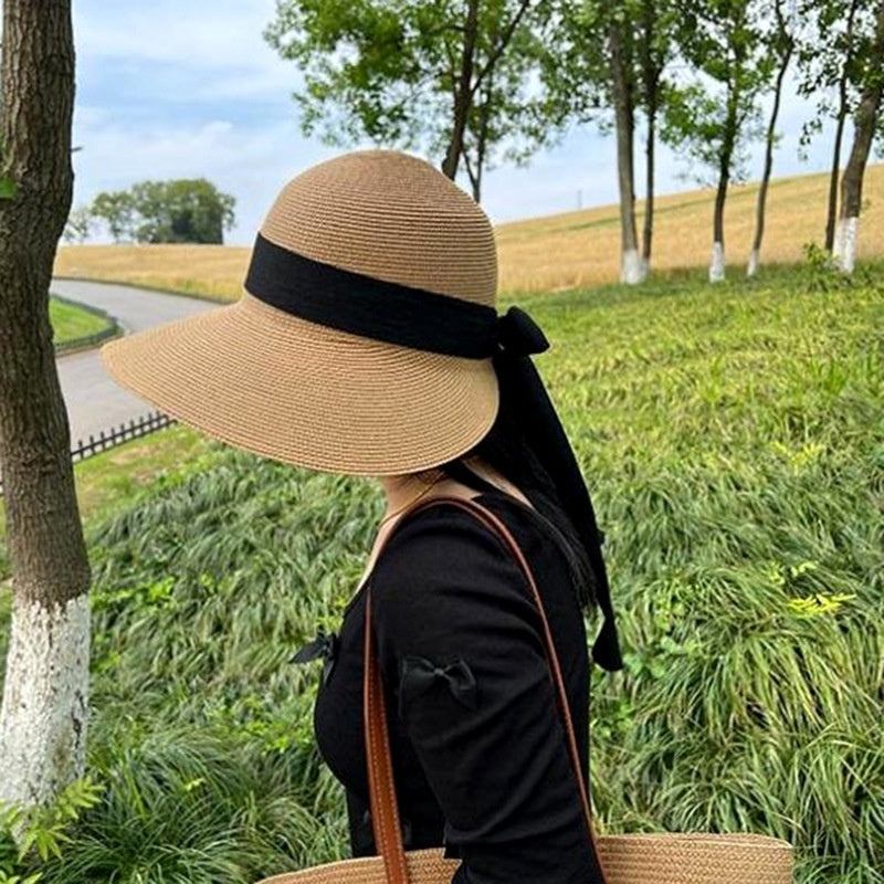 Sun Hat Women's Summer French Elegant Bow