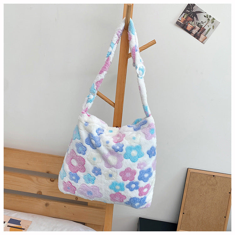 Women's Fashion Simple Plush Large Capacity Shoulder Bag
