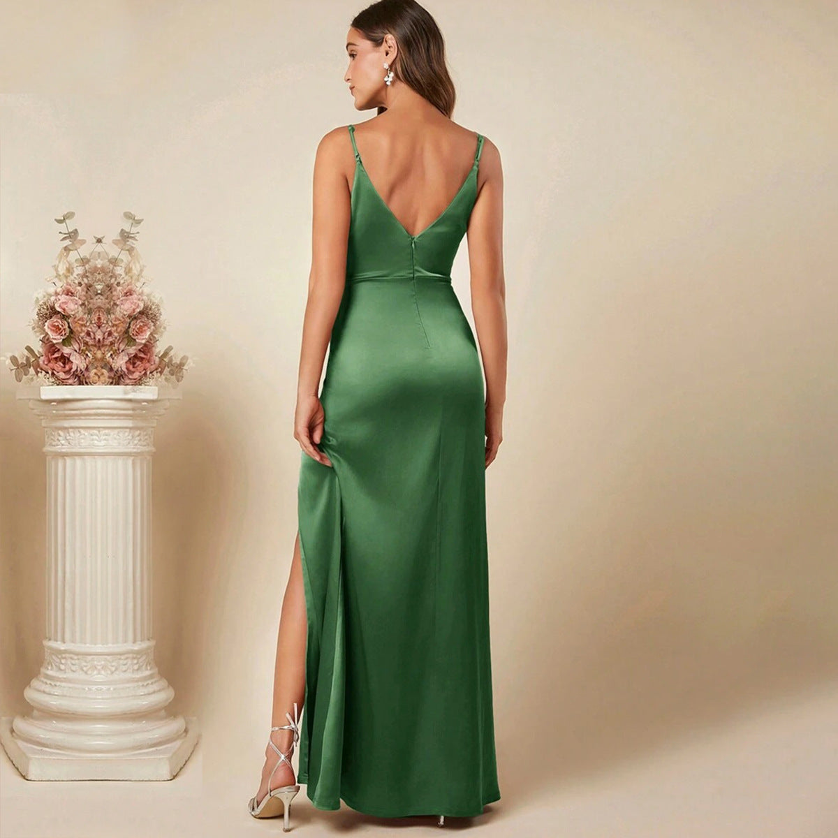 Spring Summer Satin Slip Dress For Women