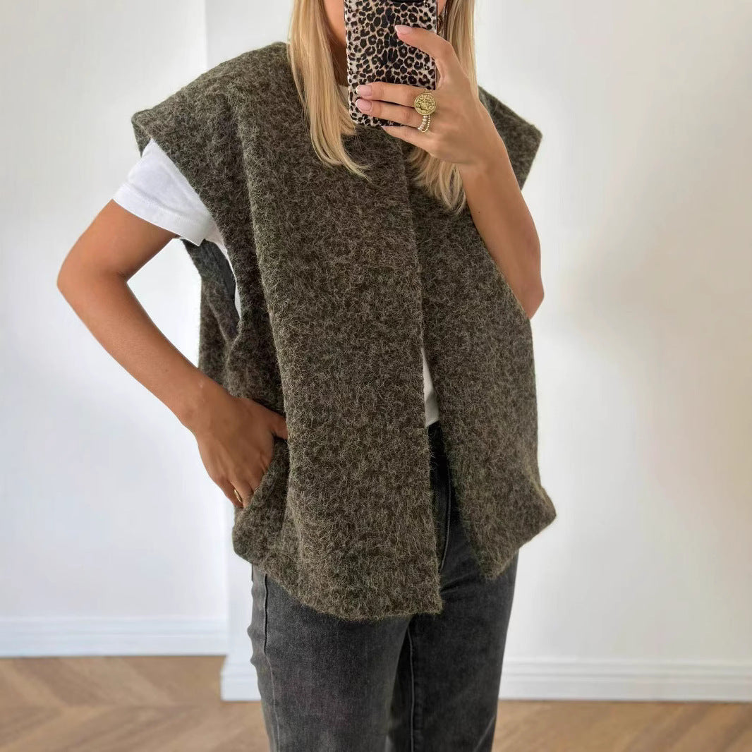 Stilfuld varm vest til kvinder i uldblanding