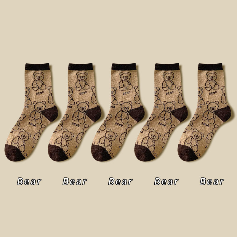 Thick Socks Women's Pure Cotton Tide Medium Tube Cute Plus Velvet