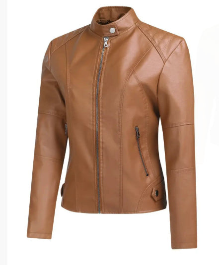 Women'S Leather Dress Slim Jacket Spring Autumn Coat