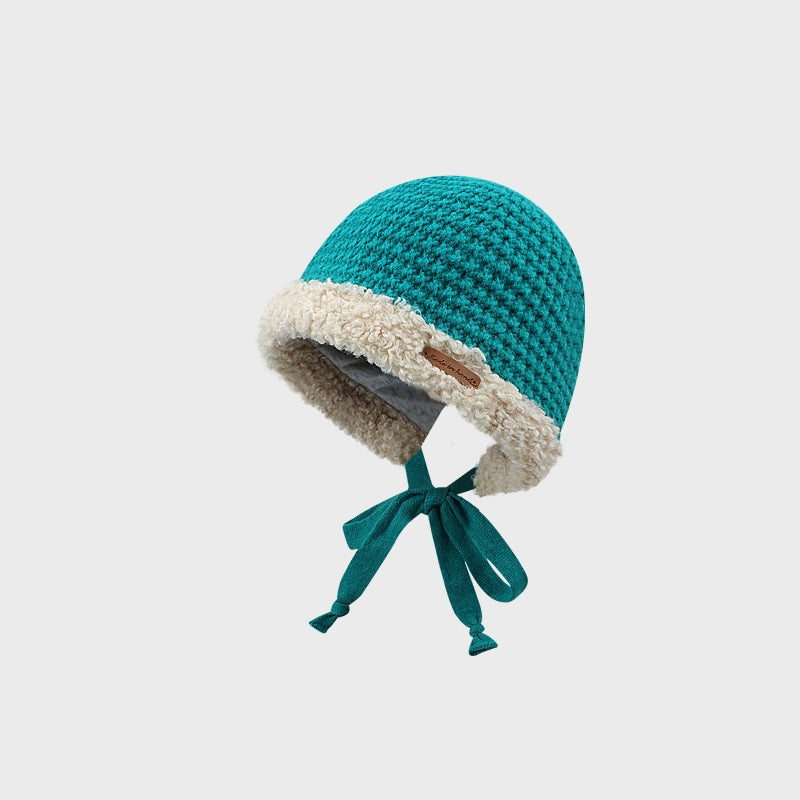 Cute Strap Plush Thickened Warm Knitting Wool Hat
