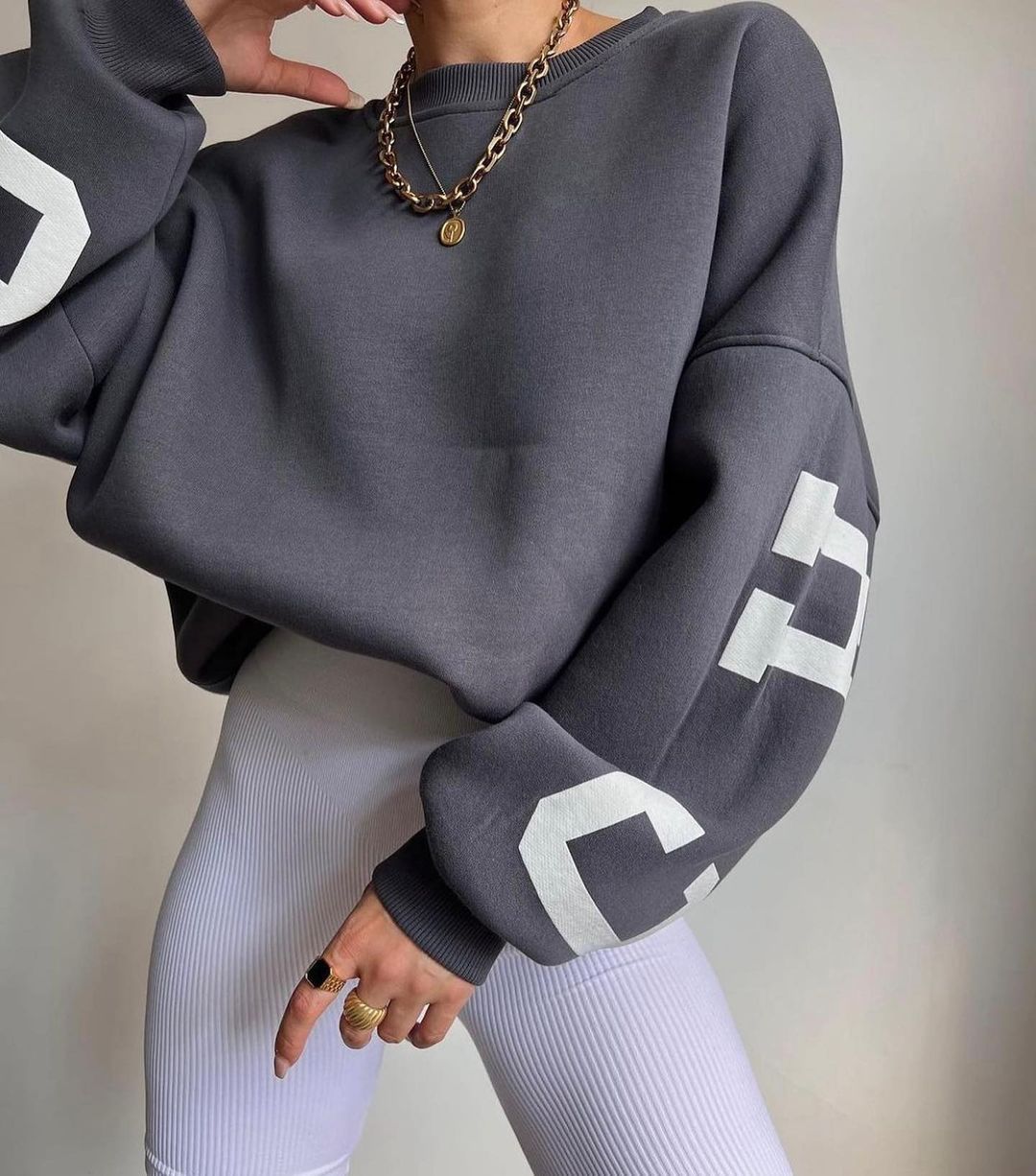 Dame Casual Mode Print Alsidig Langærmet Sweatshirt