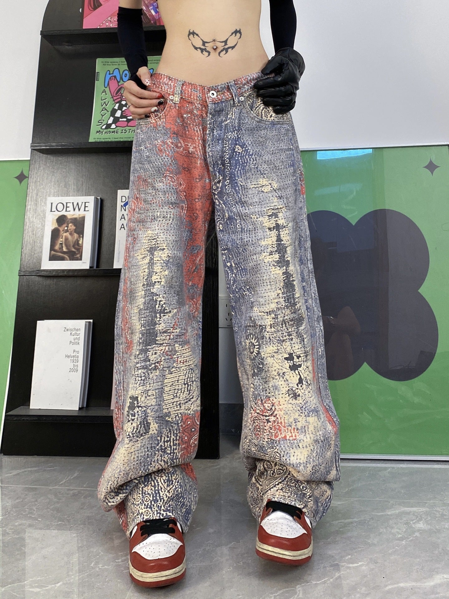 Digital Printing Women's Straight Pattern Pants