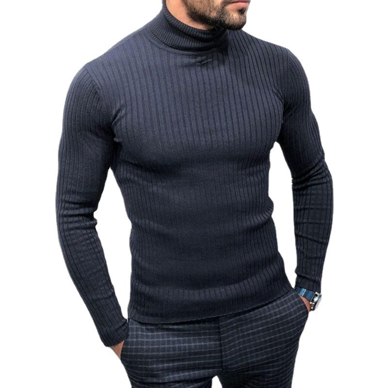 Ny sort rullekrave-sweatshirt med lange ærmer og underlag