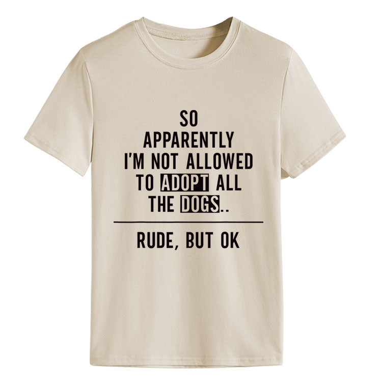 Fashion Round Neck Letter Loose Short Sleeve T-shirt For Women